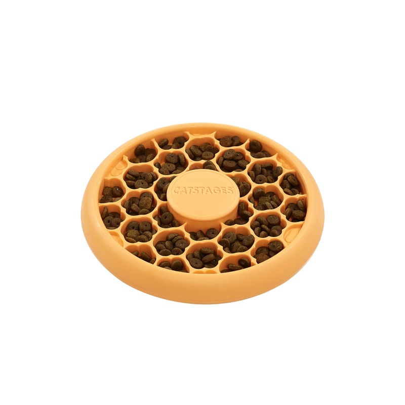 Catstages by Catstages Cat Slow Feeder Bowl Cat Bowl for Dry Food Wet Food Interactive Cat Feeder, One Size, Orange