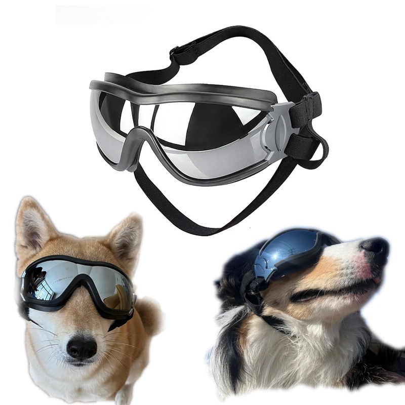 Dog Sunglasses for Large and Medium Breed, Dog Goggles for Large Dogs, Sun Protection, Windproof, Waterproof, Dustproof and Anti-Fog with Adjustable Strap for Driving, Motorcycle, Surfing