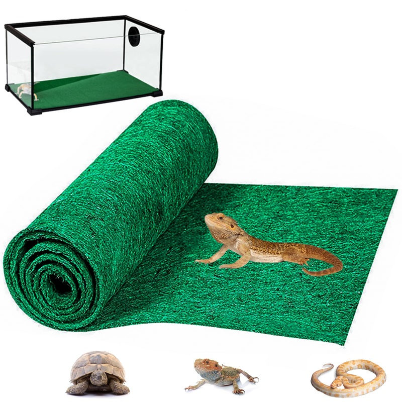 HERCOCCI Reptile Carpet, 39 x 20 Terrarium Bedding Substrate Liner Reptile Cage Mat Supplies for Bearded Dragon Lizard Tortoise Leopard Gecko Snake (Green) Green