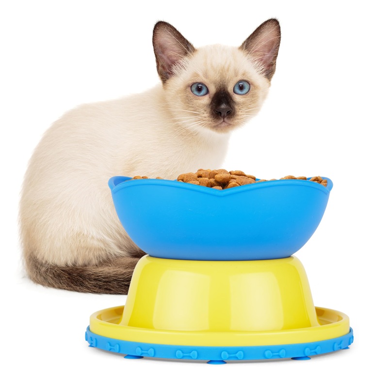 Hertzko Elevated Slow Feeder Bowl for Cats & Small Dogs – Slow Feeder Cat & Dog Bowl – Elevated Slow Feeder Dog Bowls – Cat Puzzle Feeder – Elevated Cat Feeder – Raised Cat Bowl – Slow Feeder Cat bowl