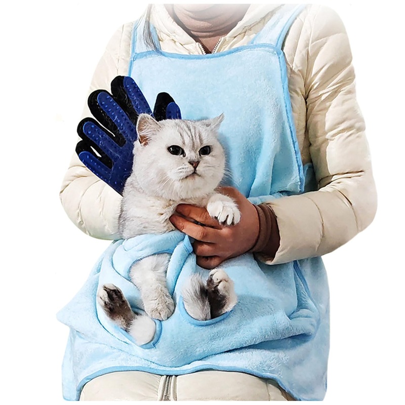 La La PetAdjustable Cat Apron Carrier with Holes Pet Cat Carrier Sleeping Pouch Pet Carrier Sling Cat Carrier Pouch for Small Sized Animals Blue