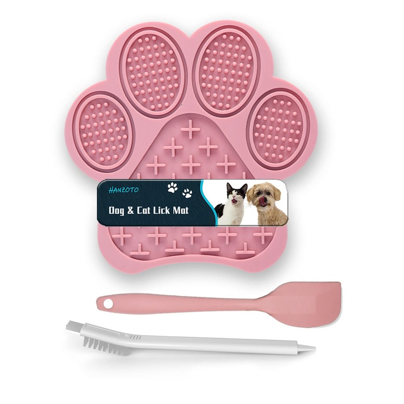 Lick Mat for Dogs and Cats, Premium Lick Pad with Suction Cups,Dog Slow Feeder Dowl Mat for Bathing Grooming Nailing Trimming, Food-Grade, Non-Toxic (PINK) PINK