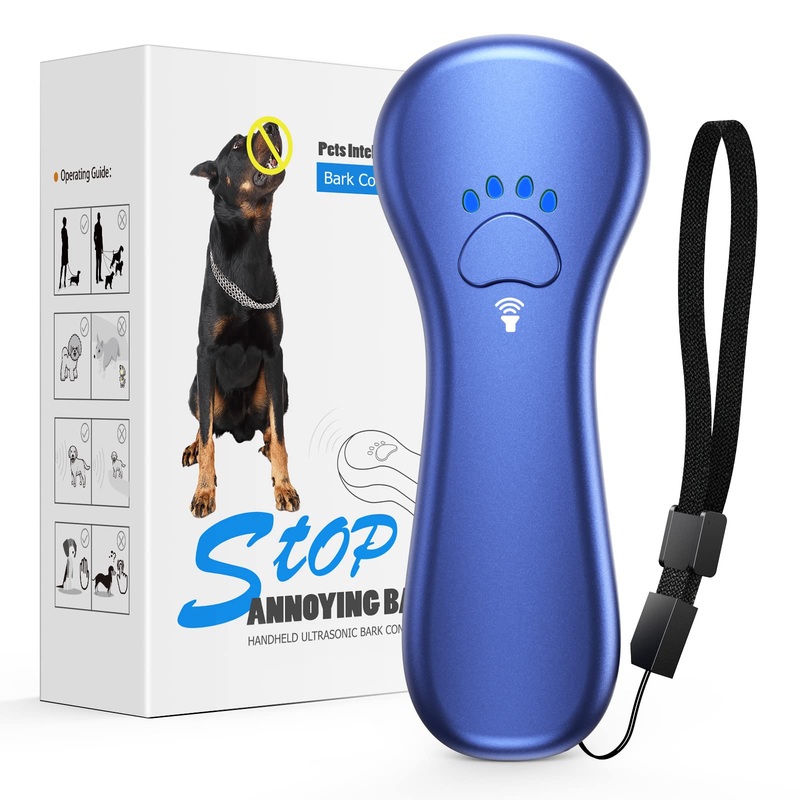 New Anti Barking Device,Dog Barking Control Devices,Rechargeable Ultrasonic Dog Bark Deterrent up to 16.4 Ft Effective Control Range Safe for Human & Dogs Portable Indoor & Outdoor(Blue) Blue