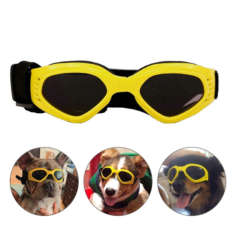 PEDOMUS Dog Goggles Dog Sunglasses Adjustable Strap for UV Sunglasses Waterproof Protection for Dogs (YELLOW) YELLOW