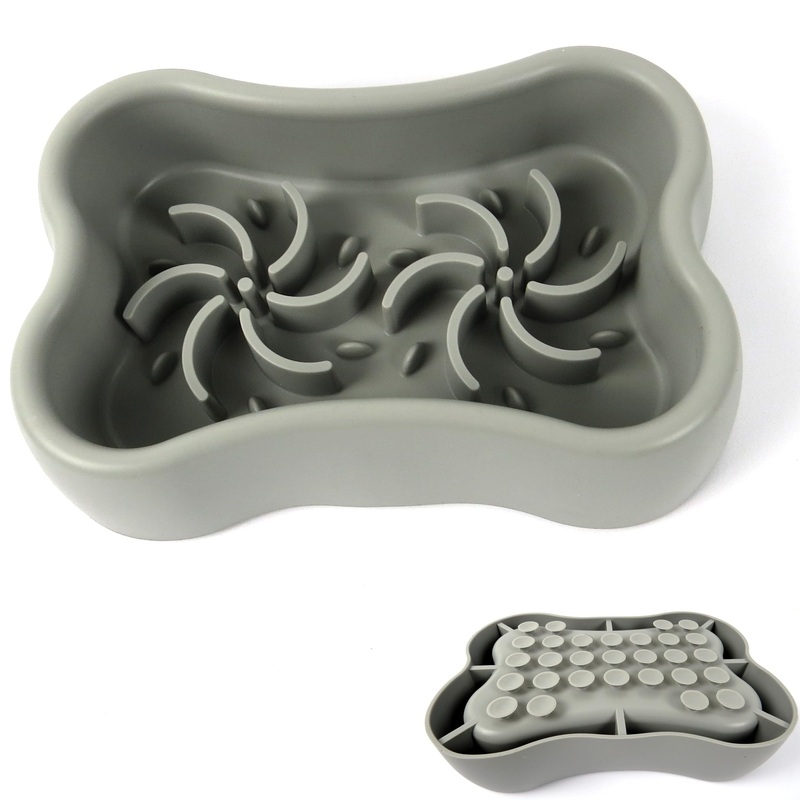 Slow Feeder Dog Bowls Cat Bowl, Silicone Slow Eating Pet Feeders Bowl, Funny Puzzle Feeding Bowls, Dishes Bowl, Non Skid Bloat Stop Feeding Bowl for Puppy, Dogs, Cats, Pet (Gray) Gray