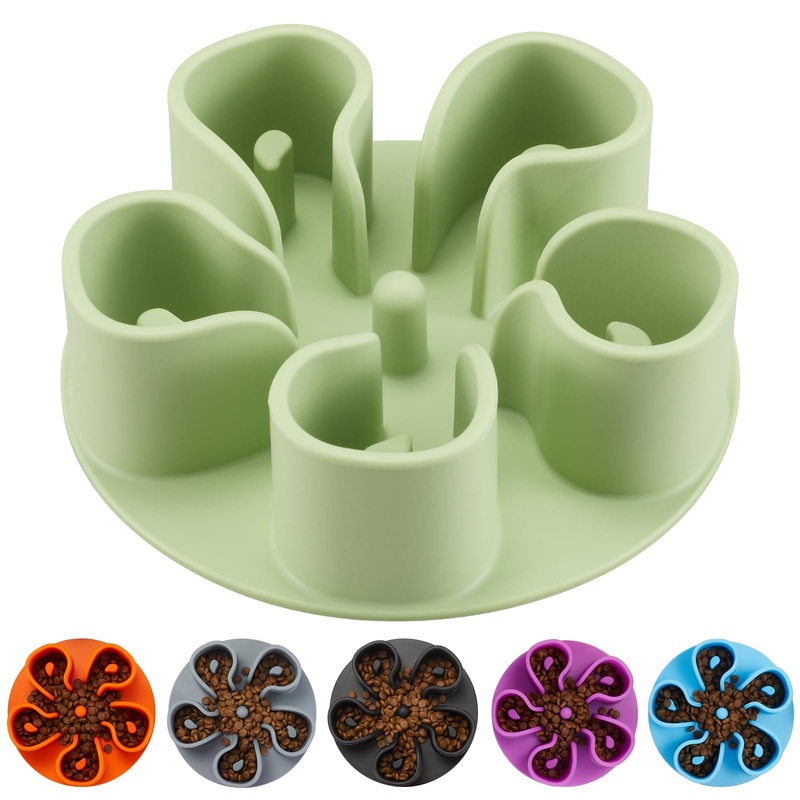Slow Feeder Dog Bowls Insert, Bestalk Soft Silicone Slow Eating Dog Bowl Insert with Suction Cups for Small, Medium and Large Dogs(Green S) Green