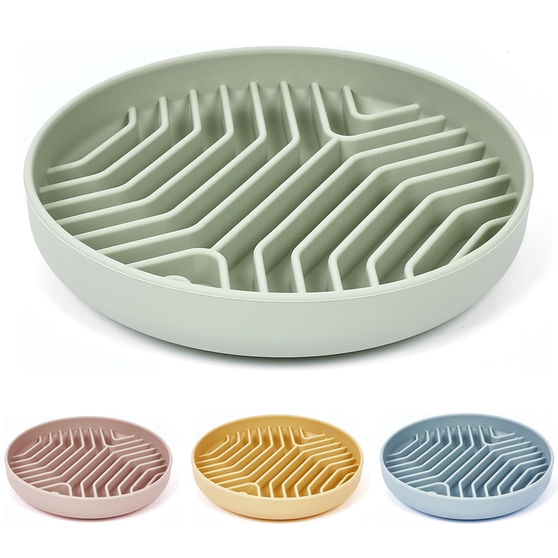 Slow Feeder Dog Bowls, Puzzle Silicone Dog Feeding Bowls with Suction Cups, Anti-Choking, Non-Slip Design, Reduces Boredom, Anxiety, ideal for Medium to Small Dogs & Cats – XAQMHSW Green