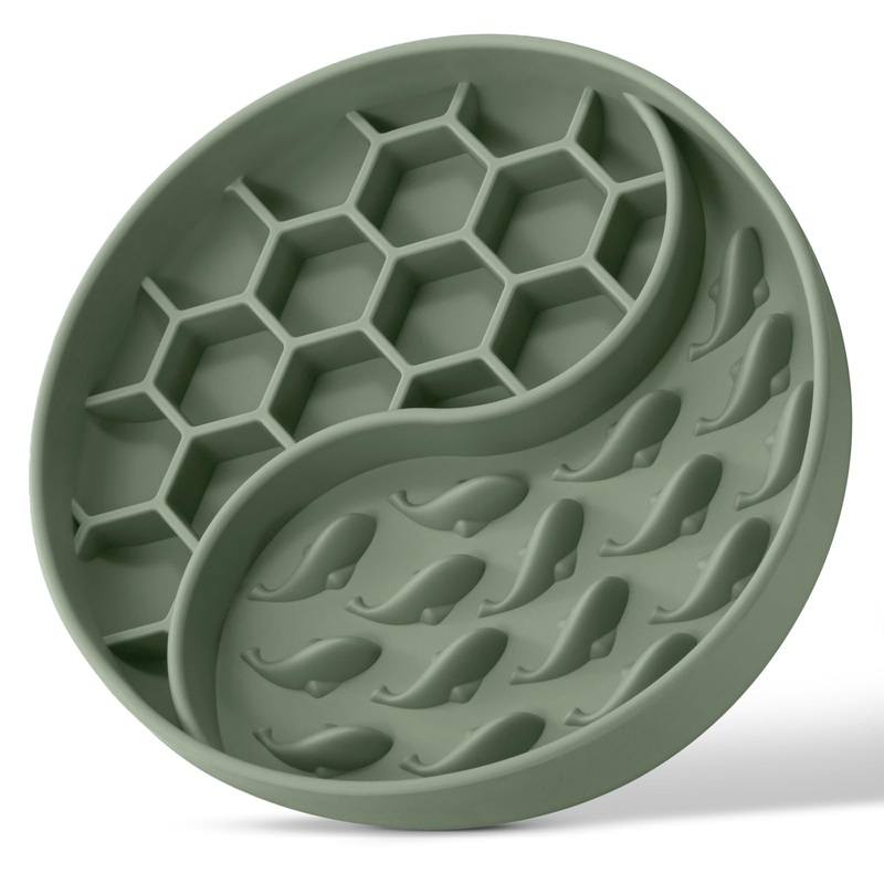 Slow Feeder Dog Bowls, Silicone Pet Food Bowls with Suction Cups for Small Medium Breed, Non-Slip Dog Feeding Bowls Slow Down Pet Eating Speed, Anxiety Relief & Fun Added (Green) Green