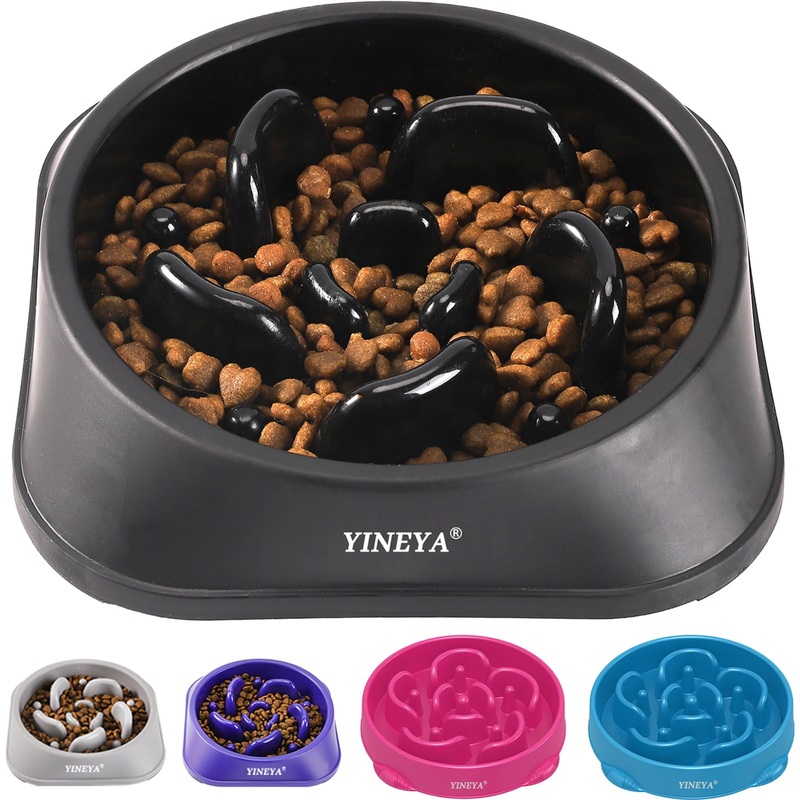 Slow Feeder Dog Bowls Small Breed, Dog Slow Feeder Bowl, Dog Food Bowls Slow Feeder, Small Dog Bowl Slow Feeder, Dog Puzzle Feeder Bowls, Dog Bowls Small Size Dog, Slow Eating Dog Bowl 1~2Cups Medium A – Black