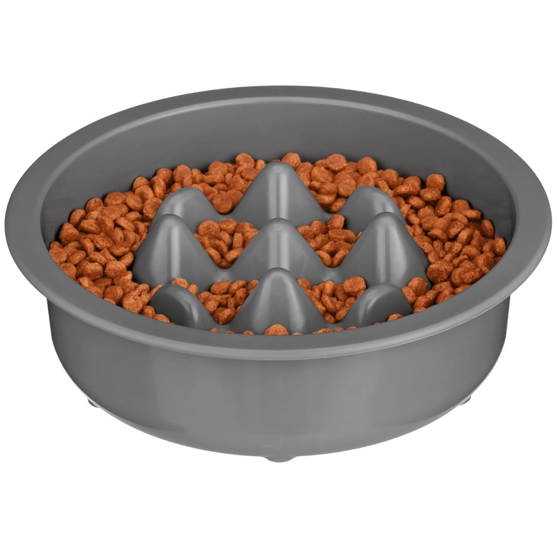 The Niner Slow Feed Bowl – Raised Peaks Slow Down Pets Eating – Fits Elevated Feeders Including Neater Feeder Large Sizes – Gentle on Teeth and Gums – Holds up to 2 Cups (Gunmetal Grey) Gunmetal Grey