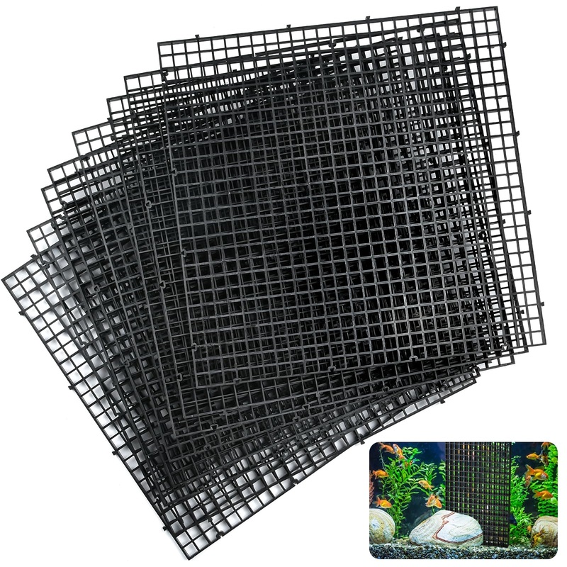 14pcs Aquarium Fish Tank Divider, Plastic Grate Isolation Board Partition, Black Aquarium Filter Bottom Tray Egg Crate Light Diffuser Grid Panel