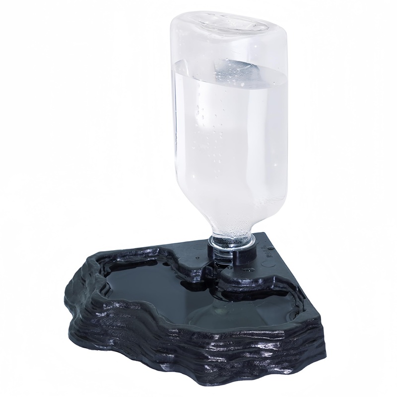 17oz Terrarium Tank Reptile Food Feeders Bowl, Water Feeder Automatic Water Dispenser Waterer Feeding Accessories, for Geckos Lizards Turtle Bearded Dragons – Black