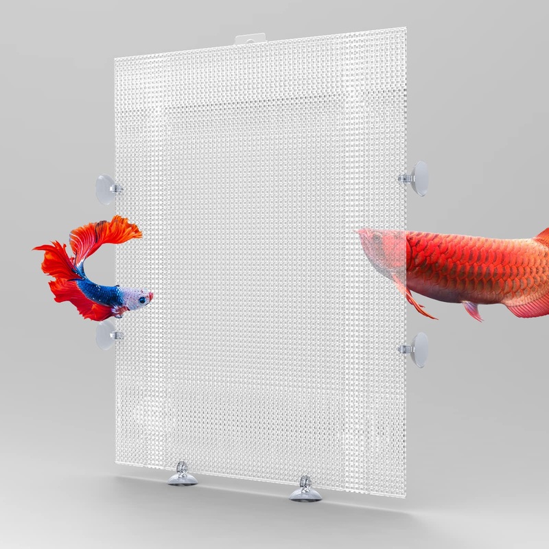 2 Pack Fish Tank Divider, Aquarium Divider Clear Plastic Cuttable Grid Plate Juvenile Fish Separator DIY Designed Clear Easy to Bent Cut and Assemble 10 * 13in (Suction Cups are Included) (26 * 33cm) 13*17.3in