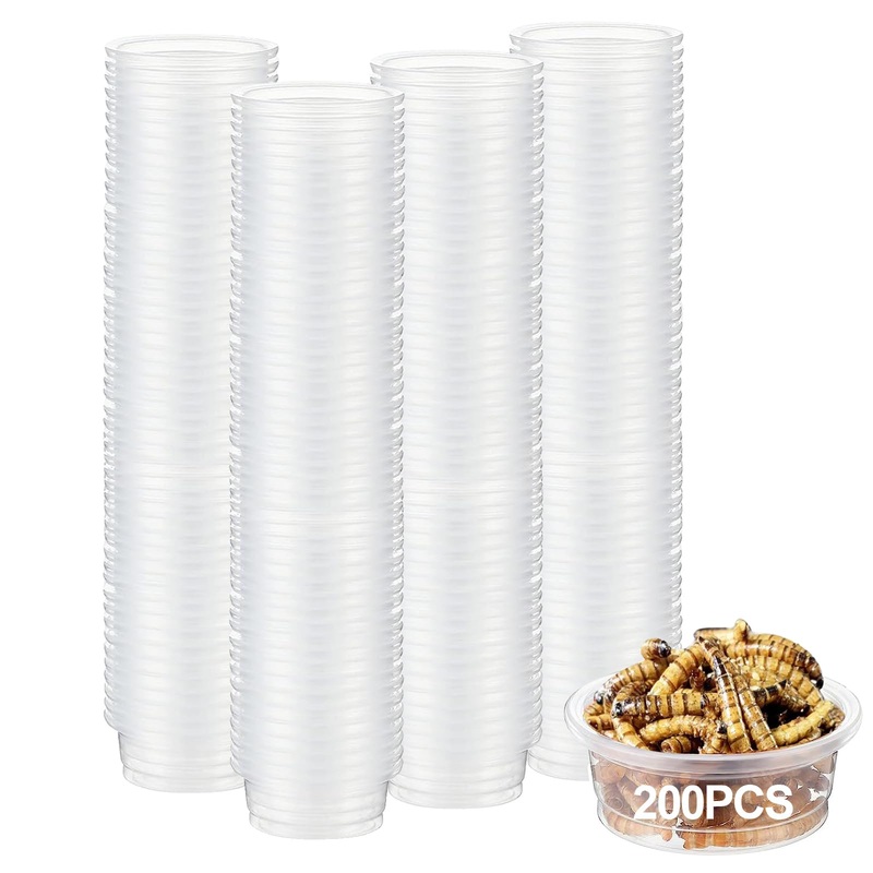 200 pcs 0.5oz Crested Gecko Food and Water Feeding Cups | Reptile Feeder Bowls | for Lizard and Other Small Pet Ledge Accessories Supplies