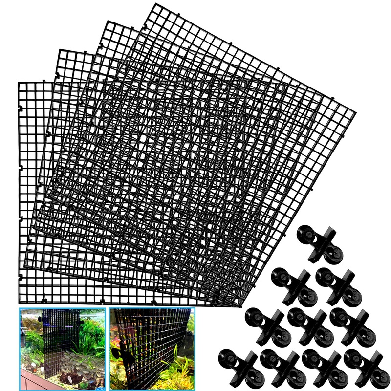 4pcs Fish tank aquairum divider with 10 pcs suction cups DIY adjustable aquarium filter bottom Fish tank isolation board Egg crate
