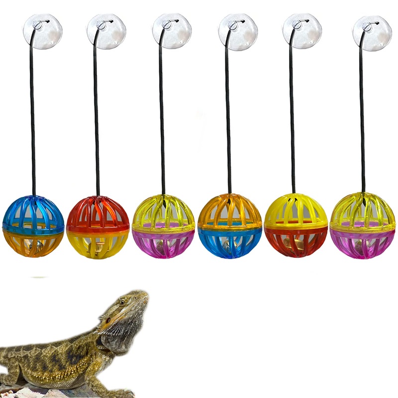 6 Pack Bearded Dragon Toys, Accessories, Balls Bell,Fit for Lizard Small Reptile Habitat Terrarium Tank