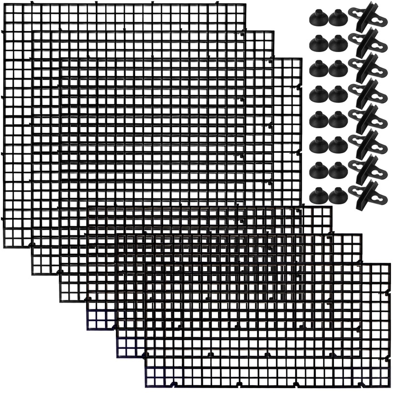 6 Pcs Aquarium Grid Divider Tray Egg Crate Grid Louvre,12×12 inch Aquarium Fish Tank Divider Bottom Isolation Board for Mixed Breeding with 8 Pcs Sucker Clip,Hole Diameter 0.4inch type4