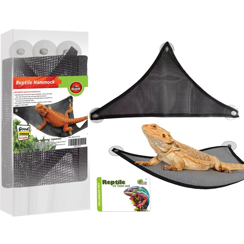 Bearded Dragon Lizard Hammock Reptile Hammock for Bearded Dragons Geckos Lizards,Breathable Mesh Reptile Bed and Rest for Snakes,Chameleon 18*12*9inch