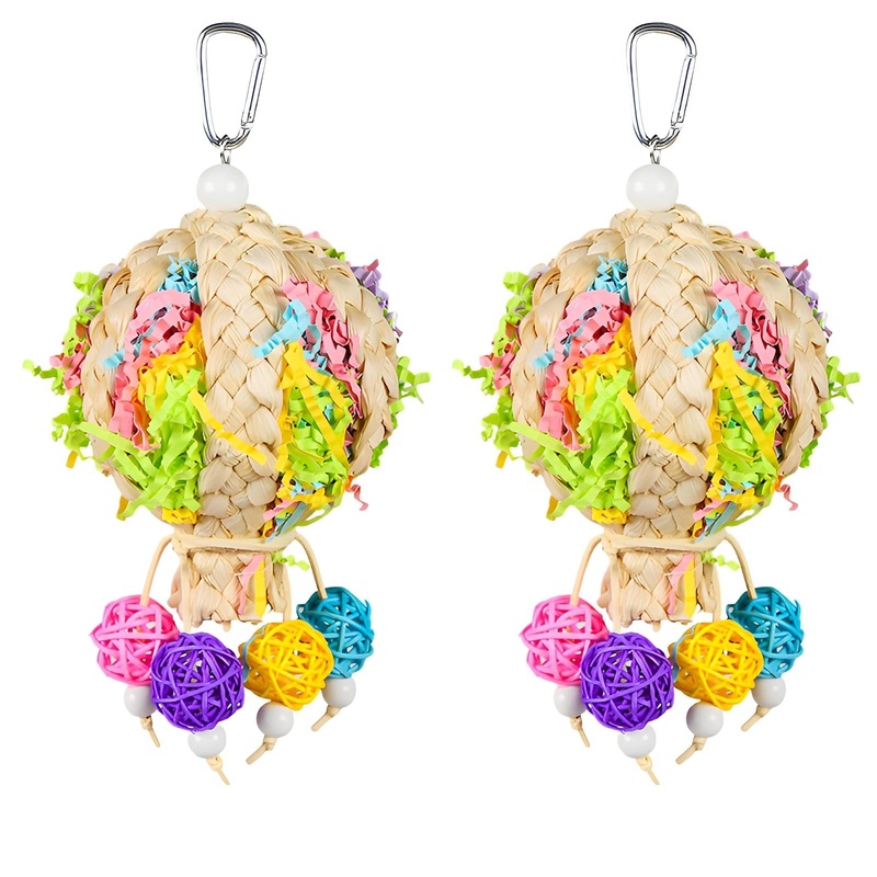 Bird Toys Foraging Shredder Hanging Toys Rope Perch with Bell Parakeet Toy Parrot Swing Climbing Standing Toys Bird Cage Accessories