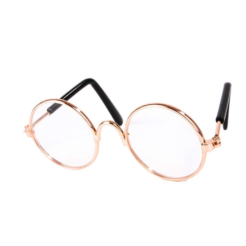 Dog Cat Sunglasses, Retro Round Trans Golden Frame, Resin Lens, Fashion Protection for Small Mini Pets, Party, Wedding, Cosplay Props