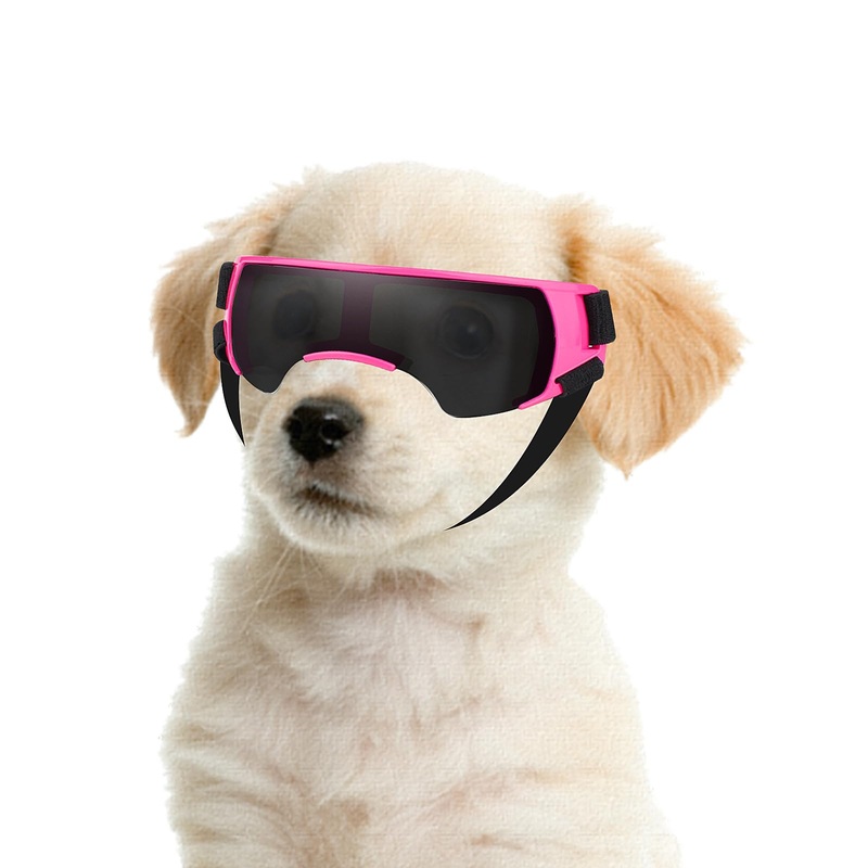 Dog Goggles for Small Dog Doggy Goggles with Adjustable Straps Anti-UV Doggie Sunglasses Windproof Eye Protection Dog Sunglasses to Small Breed, Pink
