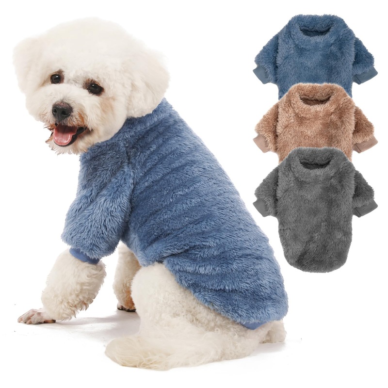Dog Sweater, 3 Pack Dog Sweaters for Small Dogs, Dog Clothes for Small Dogs Girl Boy, Ultra Soft and Warm Puppy Sweater Dog Coat for Winter Christmas (Medium, Blue+Lt Coffee+Dark Grey) Medium