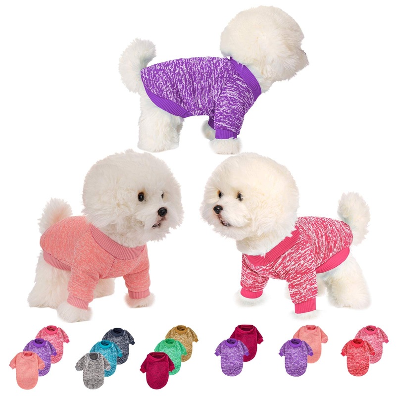 Dog Sweater, Dog Sweaters for Small Dogs, 2, 3 Pack Warm Soft Pet Clothes for Puppy, Medium Large Cat, Dogs Girl or Boy, Dog Shirt for Winter Christmas (Pink+Purple+HotPink, XX-Small) Pink+Purple+HotPink