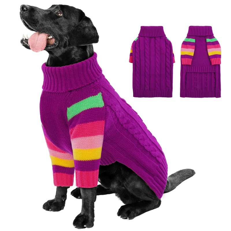 Dog Sweater, Large Dog Sweaters for Dogs Girls Boys, Sweaters for Large Size Dogs, Turtleneck Dog Sweaters XL, Stretchy Pullover Dog Sweaters, Golden Retriever, Labrador, Rottweiler XL X-Large Purple