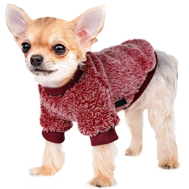 Dog Sweaters for Small Dogs, Chihuahua Fleece Clothes, XS Dog Clothes Winter Warm Puppy Sweaters Boys Girls Tiny Dog Outfits for Teacup Yorkie, Pet Cat Clothing (rose, Medium) rose