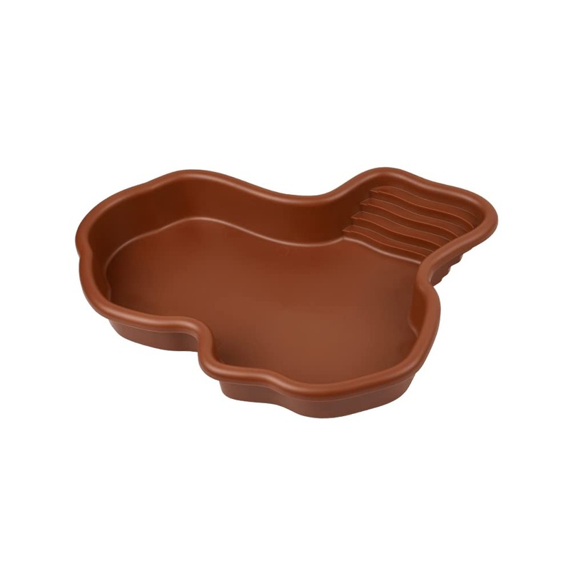 Flushbay Extra Large Reptile Bathing Pool Reptile Feeding Dish Water Bowl with Ramp Aquarium Ornament for Gecko, Snake, Turtle, Bearded Dragon, Lizard Bath (Brown) Brown