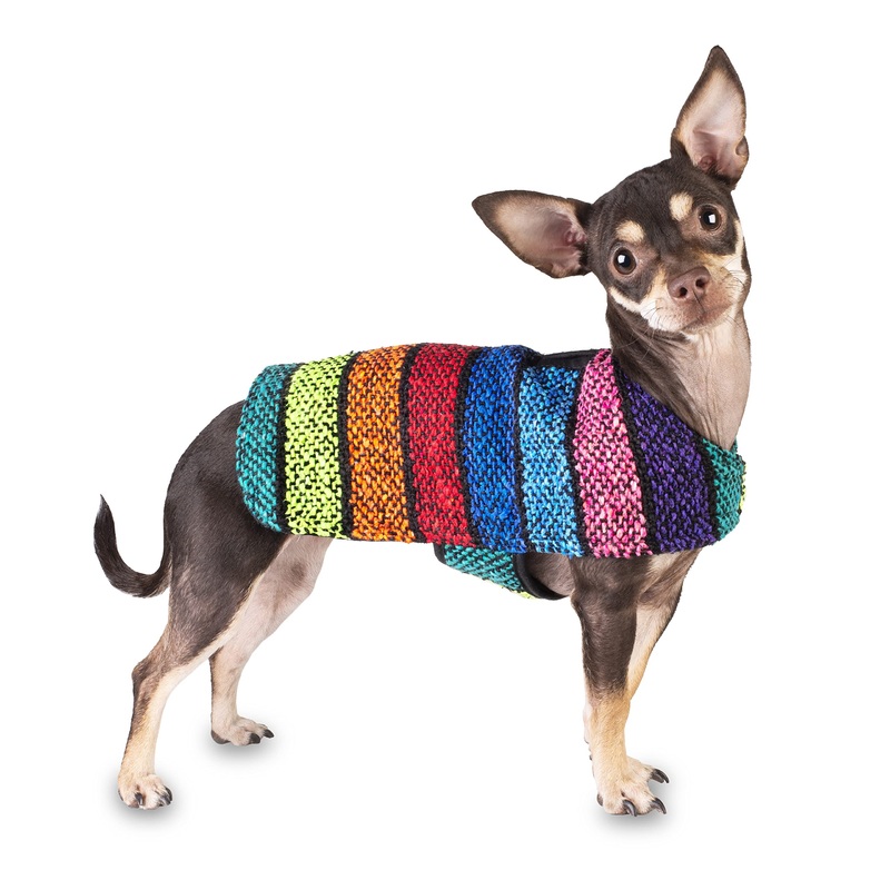 Handmade Dog Poncho from Authentic Mexican Blanket – Dog Clothes  Chihuahua Coat – Costume – Sweater – Vest (Multi Color, X-Small) Multi Color