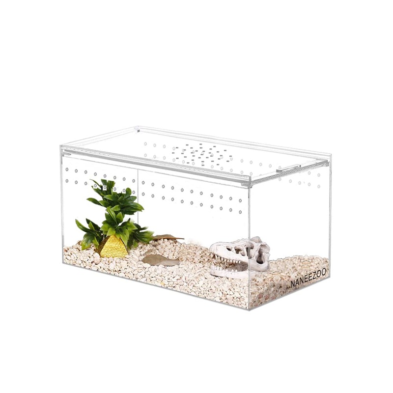 Magnetic Acrylic Reptile Terrarium Enclosure, 8″ x 4″ x 4″ Reptile Insect Breeding Box for Small Reptiles, Invertebrates, Mantis, Spider, Cricket, Tarantula 8″x 4″ x 4″