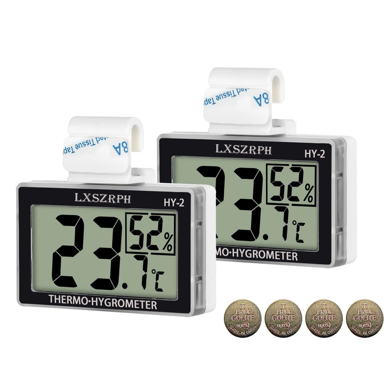 Reptile Thermometer Hygrometer HD LCD Reptile Tank Digital Thermometer with Hook Temperature Humidity Meter Gauge for Reptile Tanks, Terrariums, Vivarium (2packs) 2packs