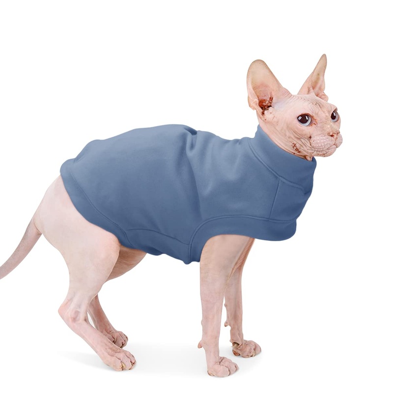 Soft Fleece Dog Sweatshirt – Warm Dog Sweaters for Small Medium Dogs Cats Cold Weather – Cat Sweater Pullover Stretchy Hoodie Easy On – Comfortable Dog Winter Clothes Pet Sweaters Vest for Doggie Grey-blue