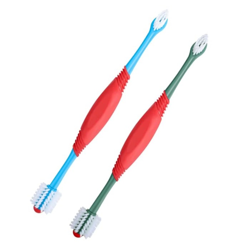 2 Pcs Dog Toothbrush 360 Degree Dog Tooth Brush, Dual Head Dog Tooth Brushing Kit Non Slip Toothbrush for Dogs and Cat Teeth Clean Pet Toothbrush Dental Care Dog Toothbrushes Puppy Tooth Brushing Kit