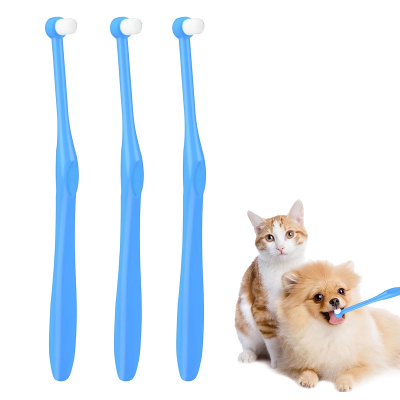 3Pcs Pet Toothbrush Cat Dog Toothbrush Puppy Kitten Toothbrush with Ultra Soft Nano Bristles, Pet Dental Care Oral Hygiene Toothbrush for Sensitive Pet Teeth Gums