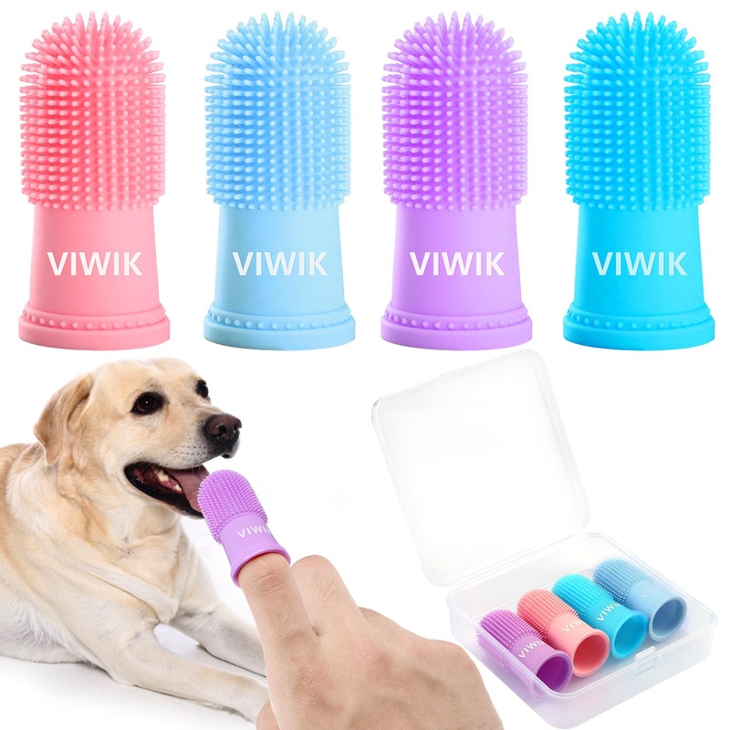 4Pack Dog Toothbrush Dog Tooth Brushing Kit, Cat Finger Toothbrush for Dogs Small Breed, Medium Large Dogs, Puppy Toothbrush for Dog Teeth Cleaning & Dental Care, Pet Finger Toothbrush Kit 1 Count (Pack of 4)