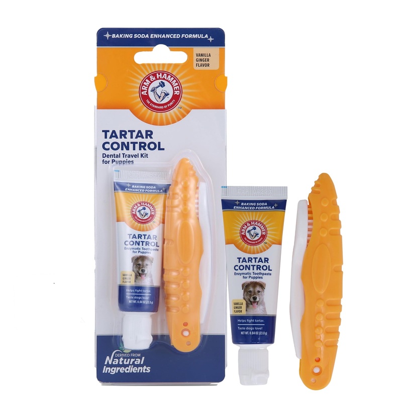 Arm & Hammer for Pets Clinical Care Travel Dental Kit for Dogs in Vanilla Ginger Flavor | Dog Toothbrush and Toothpaste Set Safe for All Dogs | All In One Solution To Dog Teeth Cleaning Travel Kit – Vanilla Ginger