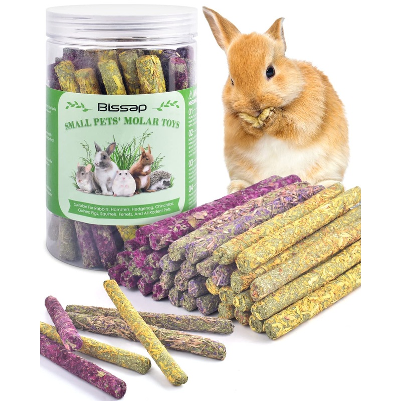 Bissap 36PCS Rabbit Chew Sticks, Mixed Natural Flower Rose Chrysanthemum and Forget-me-not Chew Toys Treats for Rabbit Bunny Chinchilla Guinea Pig Hamster and Other Small Animals Molar Snacks 10.5 Ounce (Pack of 1)