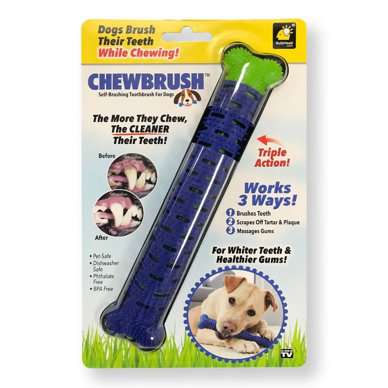 BulbHead Chewbrush Toothbrush Dog Toothbrush and Dog Toy – No Dog Toothpaste Required – Great Dog Teeth Cleaning Toys (1 Pack) 1 Count (Pack of 1)