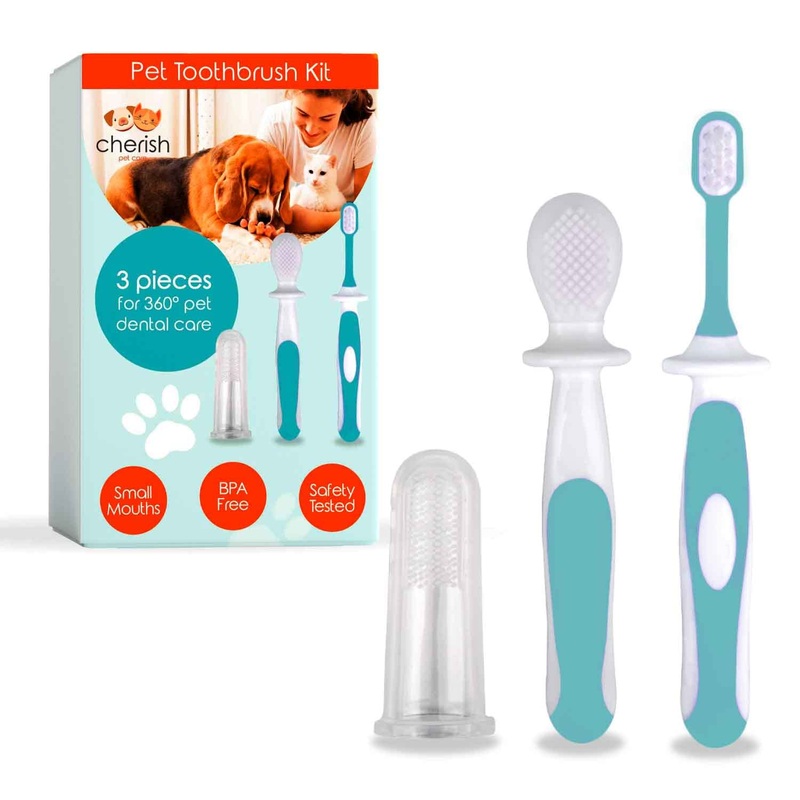 Cherish Pet Care Dog Tooth Brushing Kit (3pcs) – Dog Finger Toothbrush, Double-Sided Toothbrush, Small Dog Toothbrush, Dog Teeth Cleaning, Puppy Tooth Brushing Kit, Small Dog Tooth Brushing Kit