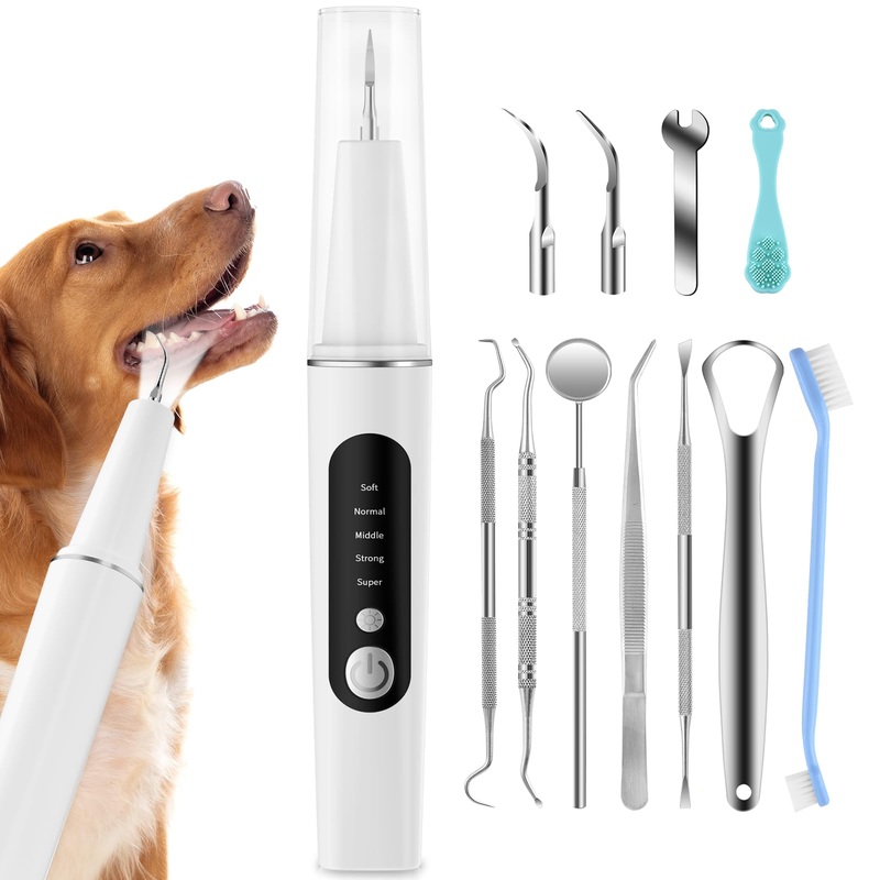 Dog Plaque Remover for Teeth, Dog Tooth Brushing Kit for Tartar, 5 Modes Pet Dog Teeth Cleaning, Dog Pet Puppy Dental Toothbrush Tool, Pet Teeth Cleaning Suitable for Dog/Cat