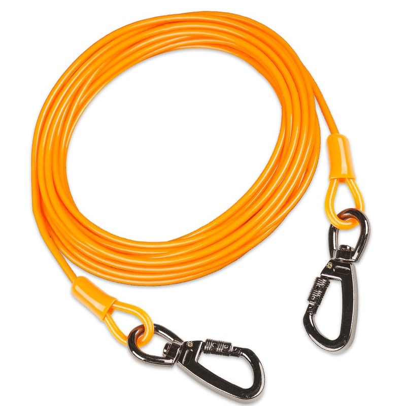 dog tie out cable, 10/20/25/30/50/70/100 feet, suitable for dogs up to 350 pounds, dog cable with swivel buckle, lightweight, non-winding, for outdoor camping, yard dog cable 10ft Orange
