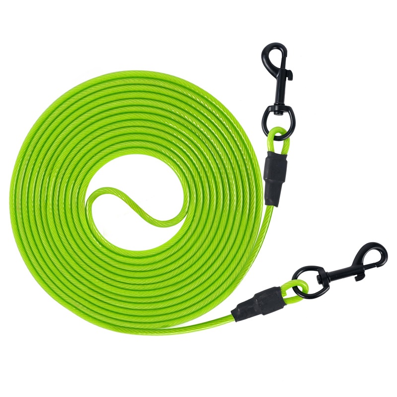 Dog Tie Out Cable – 10/20/30/40 FT Long Steel Wire Dog Leash – Heavy Duty & Durable Dog Chain for Yard – Dog Leads for Large Dogs Up to 150 Lbs – (Green, 20FT) Green