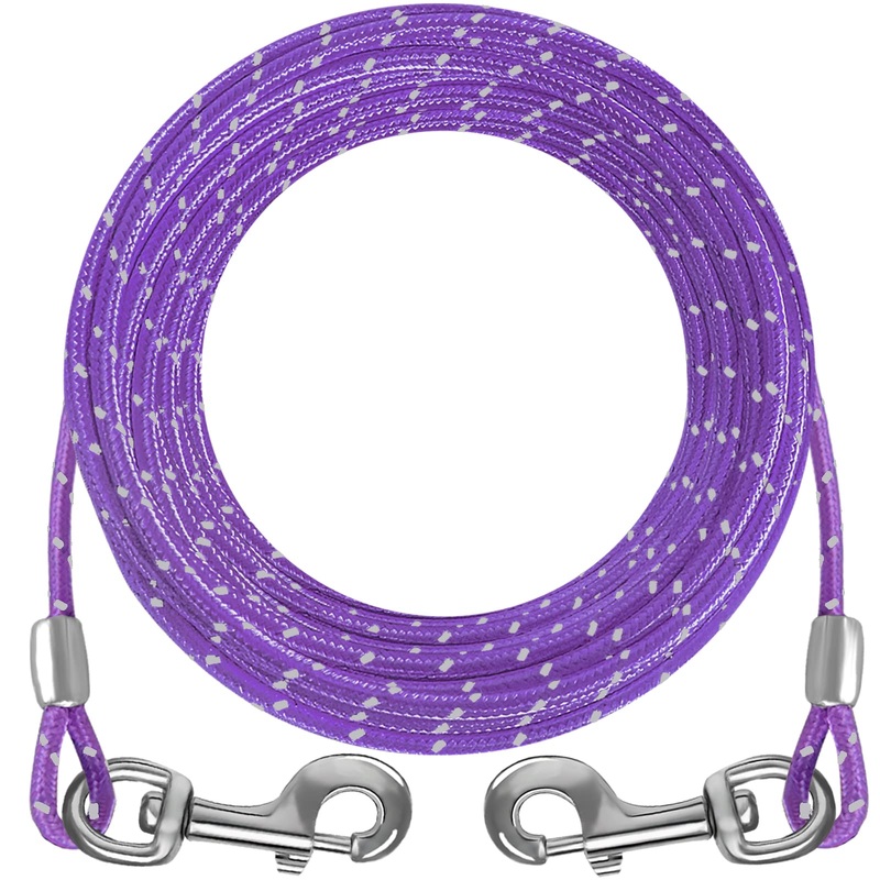 Dog Tie Out Cable 10ft/15ft/20ft/30ft Dog Runner Cable for Training with Swivel Hook Green/Blue/Purple Dog Chains for Yard and Outside for Heavy Duty Dogs Up to 100lbs 4mm 30ft Purple