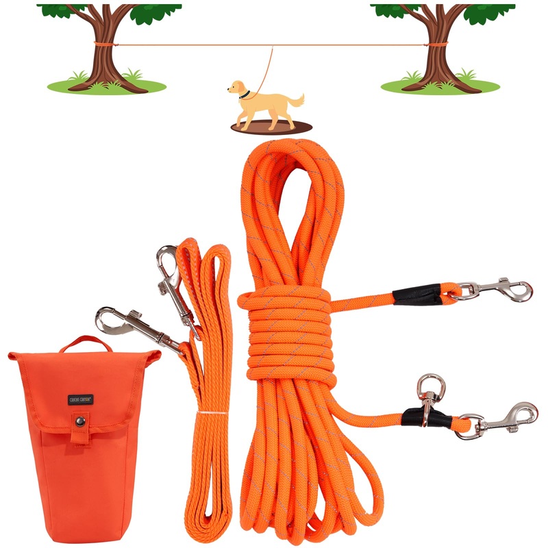 Dog Tie Out Cable, 40ft Portable Dog Trolley System with 6ft Dog Leash, Heavy Duty Dog Runner Lead for Camping, Yard, Park, Outside