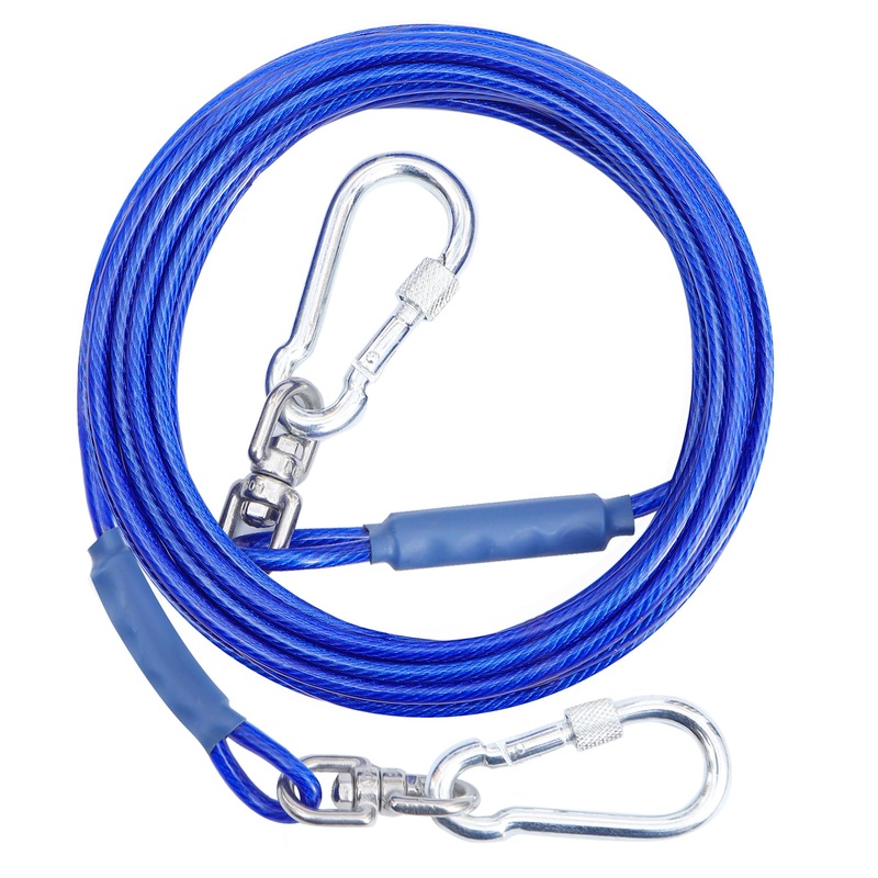 Dog Tie Out Cable for Dogs Outside Up to 500lbs,10/20/30/50FT Long Dog Leashe&Chains,Small-Large Dogs Runner Cable for Yard,Heavy Duty Dog Lead Line for Outdoor,Camping,Yard (500lbs 30FT, Blue) 500lbs 30FT