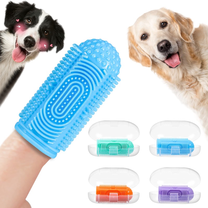 Dog Toothbrush Finger Toothbrush Dog Tooth Brushing Kit 4Pack Dog Finger Toothbrush for Dog Teeth Cleaning&Dog Dental Care Dog Tooth Brush Dog Toothbrush Kit Pet Toothbrush 1 Count (Pack of 4) Multicolor