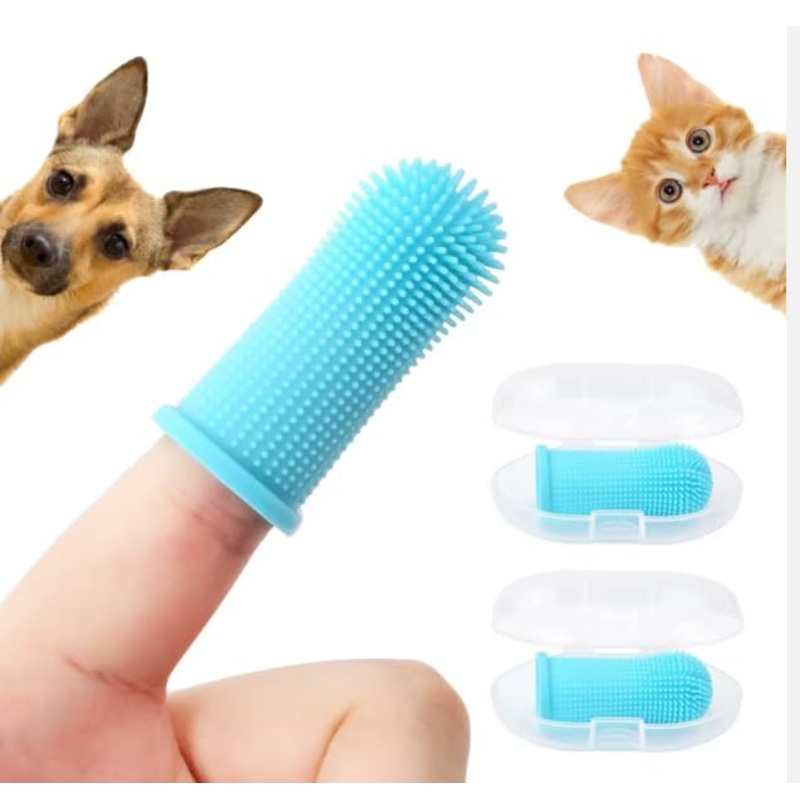 Generic Lulu Pets Dog Toothbrush, 360 Dog Tooth Brushing kit, cat Toothbrush, Dog Teeth Cleaning, Dog Finger Toothbrush, Dog Toothbrush for Small and Large Pets (Blue) Blue