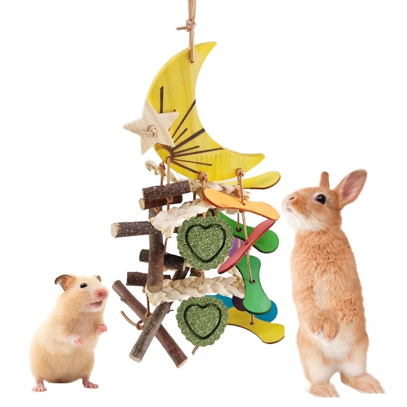MQFORU Rabbit Hanging Toys, Chinchilla Chew Toys, Guinea Pig Toys, Small Animal Toys, Bunny Treats Toys Cage Accessories for Teeth, Hamsters Rats Toys for Snacks, Food Grade Materials Dyes Style-A